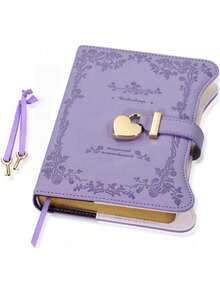 1PC Lockable Diary For Girls Gift, 360 Gold-Edged Pages Journal For Women, B6 Refillable Notebook With Pen & Bookmark, Secret Keepsake Writing Notepad - Multicolor - View 10