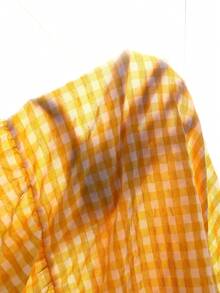 Rusticease Plus Size Summer Casual Plaid Petal Sleeve Dress - Light Yellow - View 7