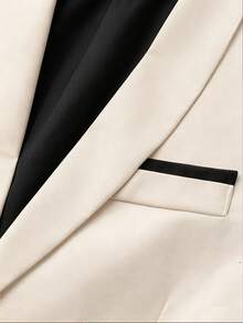Manfinity Mode Blazer Pria Lengan Panjang untuk Perjalanan Bisnis dengan Kerah Berlekuk - Krem - View 5