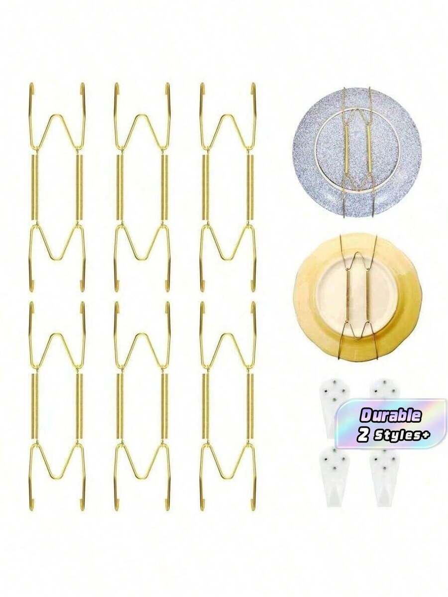 Wall Mounted Tray Rack, 4/6/8/10/12 Inch Stainless Steel W-Shaped Golden Tray Hook Vertical Tray Rack Display Wall Mounted, Suitable For Antique Art Decoration Trays - Multicolor - View 1