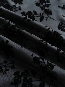 Attitoon 女款休閒復古修身網紗旗袍上衣，新中式風格，Y2K - 黑色 - 查看 7