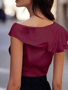 SHEIN New Spring/Summer Sleeveless Slimming White Shirt - Burgundy - View 2
