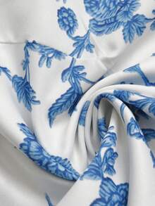 EMERY ROSE Women's Vacation Casual Floral Print Shirt - Blue and White - View 5