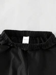 SHEIN 青少年女孩夏季休閒T恤套裝，蝴蝶結刺繡圖案圓領短袖T恤與工裝長褲2件組，適合春/夏季涼爽時尚穿搭 - 彩色 - 查看 7