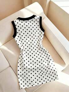 SHEIN Franclia 女款新款極簡百搭修身通勤無袖中長洋裝 - 黑與白 - 查看 2