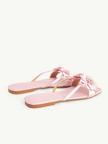 CUCCOO CHICEST New Pink Square Toe Internet Celebrity Flower Fashion Comfortable Women Flat Sandals Summer - Pink 1 - View 5