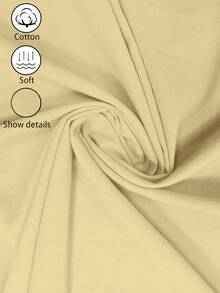 SHEIN Holidaya 女款夏季新款亞麻休閒抽繩捲邊短褲，採用紋理棉麻面料，抽繩腰部設計與捲邊細節，打造輕鬆時尚造型。適合日常出遊、度假或休閒場合，這是一款百搭抽繩短褲，卡其色優質褲款，寬鬆顯瘦。 - 鵝黃色 - 查看 7