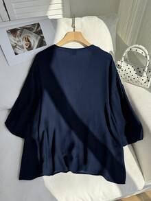 Comfortcana Summer Short Thin Lightweight Textured Plus Size Short Jacket In Fall/Winter - Navy Blue - View 4