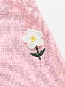 Elladie kids Young Girl Cute Sweet Denim A-Line Overall Dress, Summer Lightweight New Arrival, Washed Medium Denim Blue, Casual Sweet Cute Pastoral Style Street - Pink - View 5