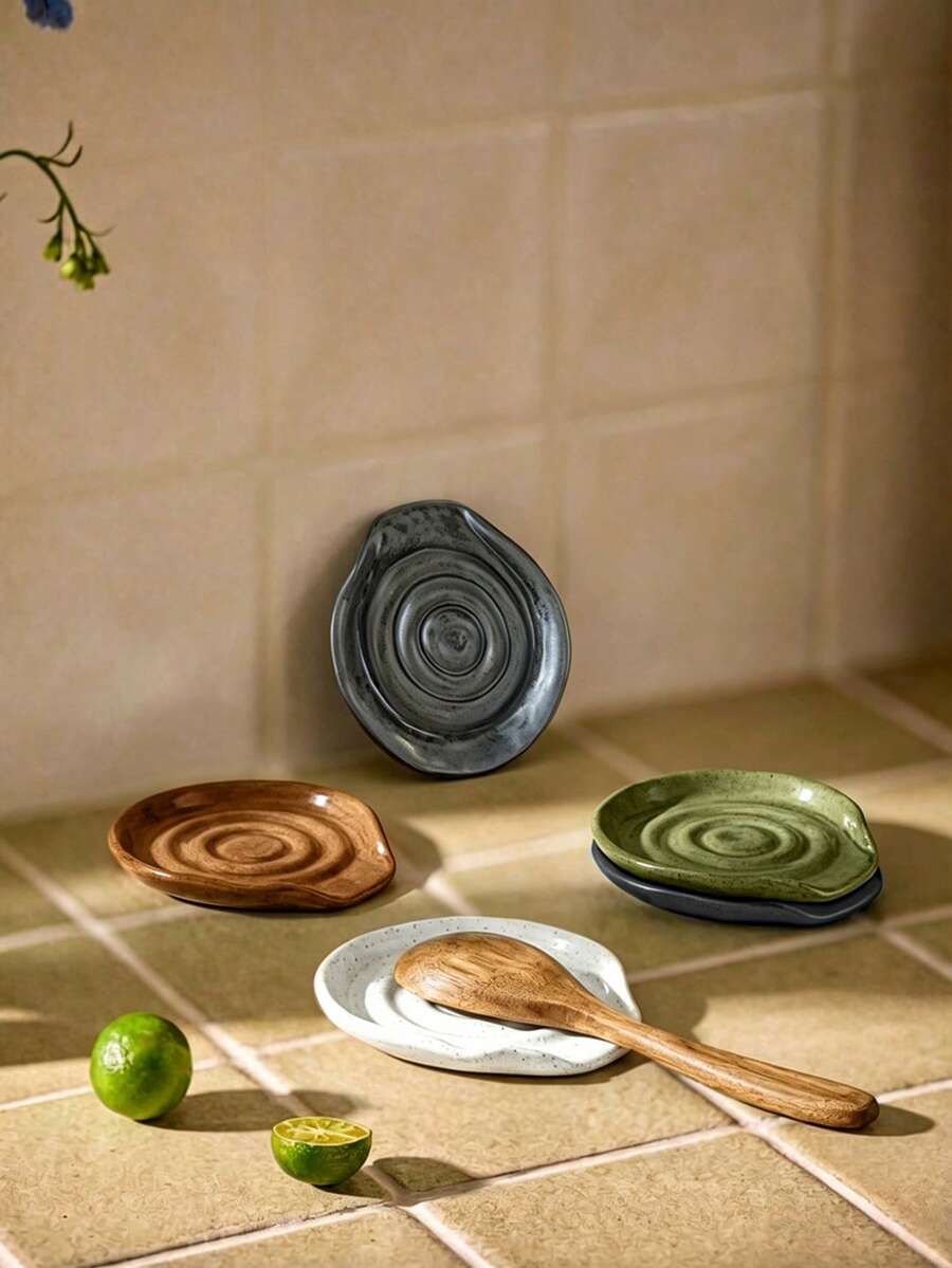 Zazumi 1pc/4pcs Ceramic Spoon Rest For Stovetop, Modern Farmhouse Style Decor Accessory For Spatulas, Spoons Or Tongs - Multicolor - View 1