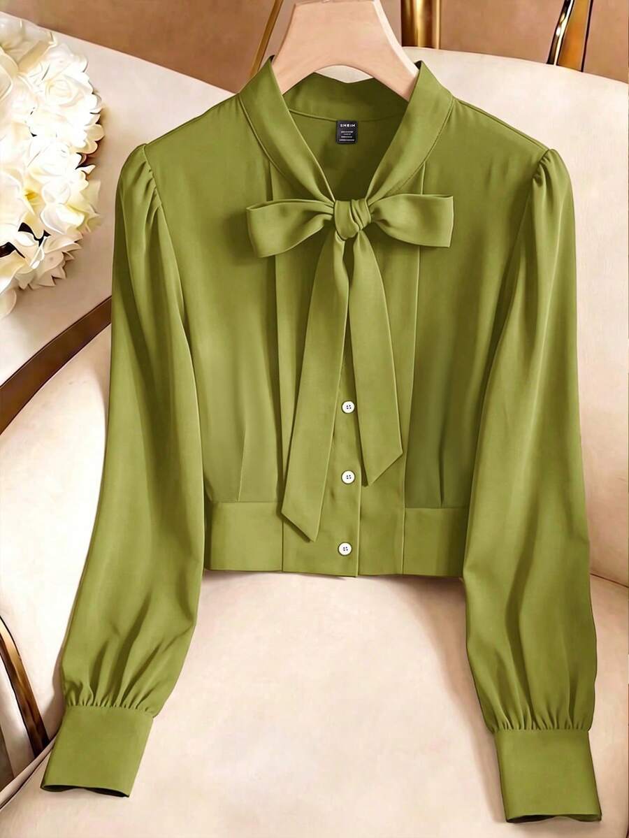 GlowEve Camicie eleganti e da pendolare per l'autunno per signore - Verde Oliva - Visualizzare 1