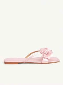 CUCCOO CHICEST New Pink Square Toe Internet Celebrity Flower Fashion Comfortable Women Flat Sandals Summer - Pink 1 - View 3