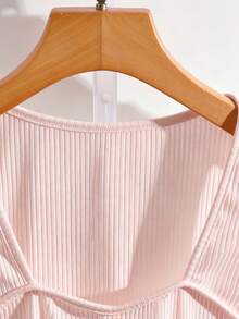 GlowEve CURVE Plus Size Sleeveless Round Neck Front Button Vest - Baby Pink - View 4