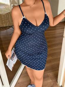 Napfluff CURVE Napfluff CURVE 大码女式提花针织修身吊带樱桃印花睡裙 - 彩色 - 查看 3