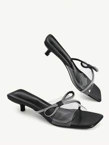 CUCCOO CHICEST Sandal Hak Tinggi Wanita Musim Panas dengan Pita Warna Nude, Temperamen Prancis Baru, Hak Kitten, Tidak Membuat Kaki Lelah - Hitam - View 4