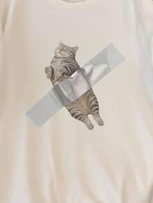 Manfinity Dauomo Men's Summer Casual Cat Print T-Shirt - Multicolor - View 3