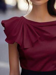 SHEIN New Spring/Summer Sleeveless Slimming White Shirt - Burgundy - View 3
