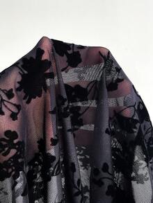 Attitoon 女款休閒復古修身網紗旗袍上衣，新中式風格，Y2K - 黑色 - 查看 10