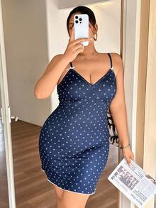 Napfluff CURVE Napfluff CURVE 大码女式提花针织修身吊带樱桃印花睡裙 - 彩色 - 查看 1