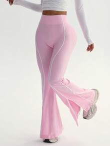 Dewbera Dewbera Pantalones deportivos sin costuras de color contrastante para mujer - Rosa - Ver 6