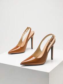 CUCCOO SZL Women's Elegant Brown Pointed Toe Slingback Pumps High Heel Shoes For Party And Office - Brown - View 5
