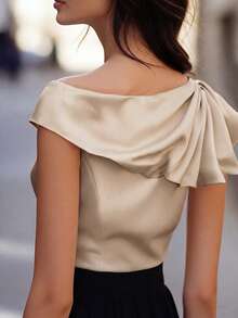 SHEIN 新款春夏無袖修身白色襯衫 - 卡其色 - 查看 2