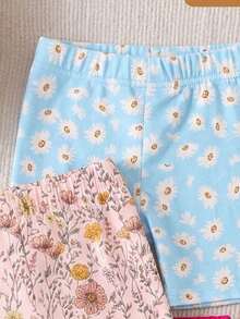 SHEIN 3件套婴幼儿男女通用可爱印花短裤，休闲舒适打底裤，适合日常穿着，夏季 - 彩色 - 查看 5
