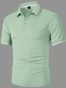 Calvornis Men's Summer Casual Short Sleeve Polo Shirt, Ceremony - Mint Green - View 3