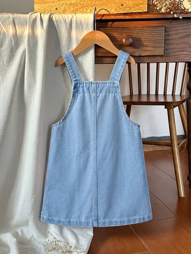 zara denim jumper dress Elladie kids Girls Cute Sweet A-Line Overall Dress, Summer Lightweight New Arrival, Washed Medium Denim Blue, Casual Sweet Cute Pastoral Style Street block colours and embroidery Cream Cheese Fruit Salad SCH004719_PAT1_XL Hire:8 Day Hire denim overall dress