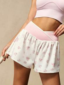 VARSIVA Women's Ditsy Floral Asymmetric Waist Sports Shorts, Summer Skirt, Suitable For Yoga, Gym, Casual, Vacation, Sports - Multicolor - View 6
