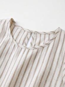 EMERY ROSE Women's Woven Striped Casual Resort Summer Two Pieces Set - Apricot - View 6