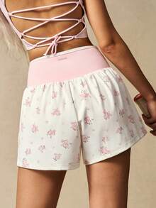 VARSIVA Women's Ditsy Floral Asymmetric Waist Sports Shorts, Summer Skirt, Suitable For Yoga, Gym, Casual, Vacation, Sports - Multicolor - View 5