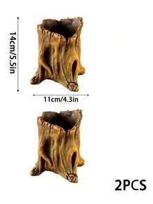 Cirelle 1PC/2PCS Nature-Inspired Cement Tree Root Plant Pot - Realistic Driftwood Stump Succulent Planter, Handcrafted Vintage Wood Look Flower Pot, Decorative Small Container For Mini Plants Herbs Air Plants, Boho Rustic Home Decor For Office Desk Living Room Bedroom, Ideal Gift For Plant Lovers - multicolor - View 9