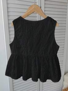 SHEIN Tween Girl Casual Daily Vacation Textured Jacquard Front Bow Top - Black - View 2