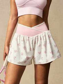 VARSIVA Women's Ditsy Floral Asymmetric Waist Sports Shorts, Summer Skirt, Suitable For Yoga, Gym, Casual, Vacation, Sports - Multicolor - View 10