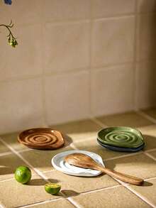 Zazumi 1pc/4pcs Ceramic Spoon Rest For Stovetop, Modern Farmhouse Style Decor Accessory For Spatulas, Spoons Or Tongs - Multicolor - View 2