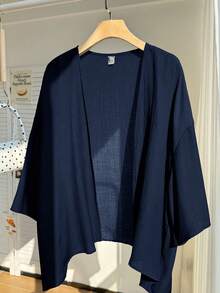 Comfortcana Summer Short Thin Lightweight Textured Plus Size Short Jacket In Fall/Winter - Navy Blue - View 1