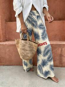 Flora Isola Flora Isola Women's Casual Vacation Apricot Base Big Fish Print Waist Drawstring Design Wide Leg Pants, Spring/Summer - Multicolor - View 4
