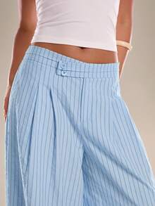 Avantive Women's Casual Loose Light Blue Wide Leg Long Pants Vacation Summer - Baby Blue - View 3