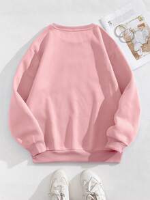 INAWLY Thermal Lined Crew Neck Sweatshirt,Long Sleeve Tops Graduation,Back To School,Graduation,Teacher For Women,Back To School Pullover Fall Sweatshirt - Baby Pink - View 2