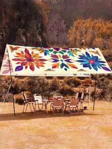 1 Stück Boho-Mandala-Muster Farbverlauf Outdoor-Sonnenschutzvorhang, einfach zu installieren und zu verstauen, für Garten, Terrasse, Poolbereich, ohne Stange, UV-beständig, Sommer-Essential, Must-Have - A - Übersicht 7