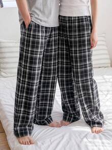DAZY Men's Plaid Pajama Pants, Spring Loungewear, Fall, Winter - Grey - View 6