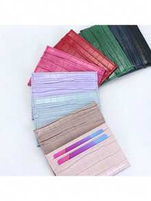 Porte-cartes de crédit personnalisé pour hommes et femmes en cuir PU motif crocodile, portefeuille de poche ultra fin monogramme, lettres initiales personnalisées, cadeau DIY pour anniversaire, Noël, vacances, voyage, stade, sports, blocage RFID, cadeau pour la fête des pères - Noir - Voir 2
