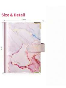 1 PC 8 Zipper Cash Envelopes 12 Expense Tracker Sheets 2 Alphabet Stickers Marble Pattern Faux Leather Budget Binder Planner For Back To School Money Saving Budgeting Cash Stuffing Wallet Organizer Trending Now - Pink - View 2