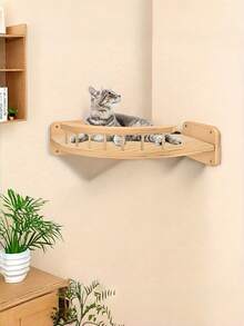 1 Set Wall Mounted Cat Climbing Frame And Perch Includes 1 Corner Cat Tree 3 Cat Steps Stable Cat Wall Shelves For Playing Climbing Jumping Non Slip Space Saving Indoor Living Room Home Cat Furniture - Apricot - View 9