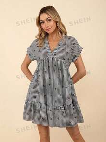 Coeurva Vestido de playa romántico rosa casual de verano para mujer - Blanco y Negro - Ver 6