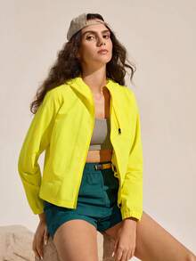 SHEIN Ciela Rowan 女款素色連帽戶外防風外套 - 黃色 - 查看 5