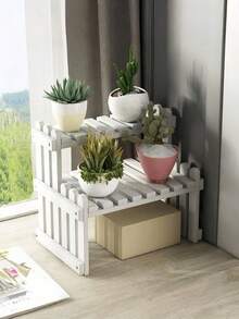 1PC Double Layer Windowsill Succulent Plant Shelf Floor Standing Indoor Storage Rack Multi Tier Desktop Display For Office Home Decor - White - View 12
