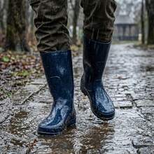 High Rubber Boot For Men's Rain, With Non-Slip Sole - Navy Blue - View 1