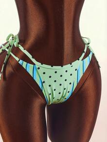 Amplova Women's Polka Dot Patchwork Striped Sexy 2 In 1 Swimsuit Set, Suitable For Summer Beach Vacation - Multicolor - View 9
